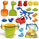 Lehoo Castle Beach Toys, Sand Toys for Kids 30 Pcs, Dinosaur Beach Sand Toy with Sand Molds Beach Bucket Sand Shovel Mesh Bag, Summer Outdoor Beach Supplies