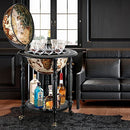 Maxkon Wooden Globe Bar Antique Drinks Serving Trolley Cart Mini Bar Alcohol Cabinet Wine Storage Rack Mid-Century Style