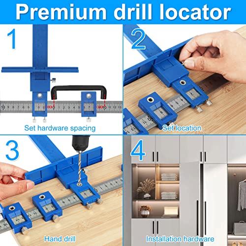 Cabinet Hardware Jig High Precision Aluminum Alloy Drilling Guide Detachable Carpenter Cabinet Hardware Template Tool for Installing Door Closet Handles Knobs