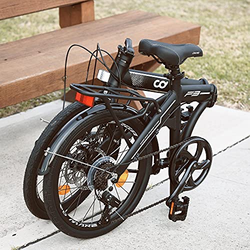 CyclingDeal Folding Bike Foldable Bicycle with 7 Speed Shimano Gears 20-inch Aluminium Wheels Easy Folding City Bicycle with Disc Brake, Rear Carry Rack, Front and Rear Fenders