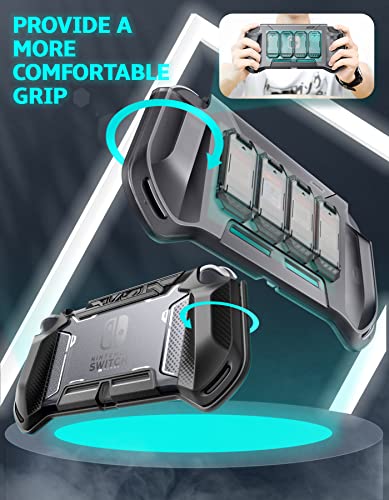 Mumba [Blade Series] Case for Nintendo Switch Lite, 4 Game Cards Holder Dustproof Front Cover, TPU Protective Portable Accessories Compatible with Switch Lite Console 2019 Release (Black)