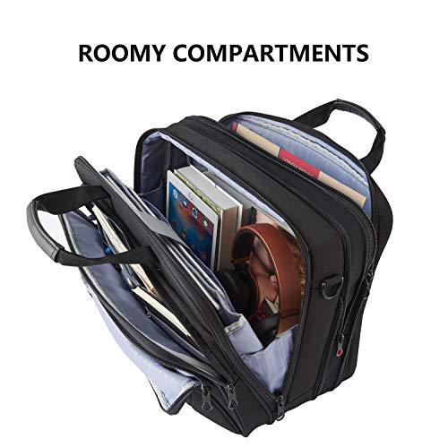 KROSER 18" Laptop Bag Premium Laptop Briefcase Fits Up to 17.3 Inch Laptop Expandable Water-Repellent Shoulder Messenger Bag Computer Bag for Travel/Business/School/Men/Women-Black