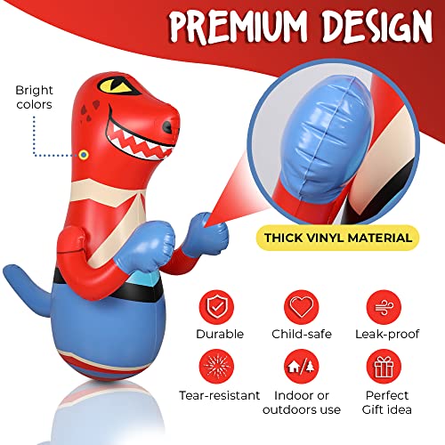 ColdBreezes Punching Bag for Kids - 47" Tall Dinosaur Inflatable Punching Bag, Punching Bag for Boys and Girls, Instant Rebound Bag for Toddlers, Indoor Outdoor Game, Karate Bag