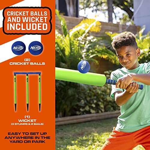 NERF Foam Cricket Set - Full Starter Cricket Set with 30" Foam Cricket Bat, (2) Foam Balls + (3) Plastic Wickets - Perfect for Adults, Kids + Beginners - Full Foam Cricket Set