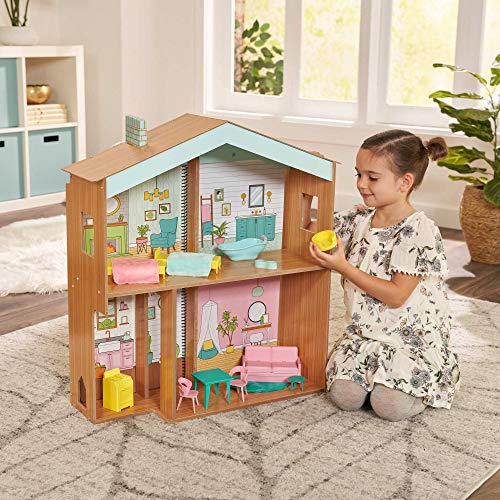 KidKraft Designed by Me™: Colour Décor Wooden Dolls House with Furniture for 30 cm Dolls, Accessories and Colouring Book with Dollhouse Wallpaper Included, Kids' Toys, 10158