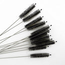 (Black) - Honbay 12PCS Straw Cleaner Brushes, Super Soft Nylon Bristles and Stainless Steel Handle, Nylon Skinny Pipe Tube Cleaner - 10mm Bristles x 200mm Long (Black)