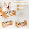 X-ZONE PET Raised Pet Bowls for Cats and Dogs, Adjustable Bamboo Elevated Dog Cat Food and Water Bowls Stand Feeder with 2 Stainless Steel Bowls and Anti Slip Feet (Height 4.7" to 7")