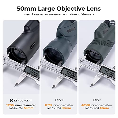 K&F Concept 12 x 50 Monocular Telescope HD Mobile Phone Telescope BAK4 Prism Monocular for Bird Watching, Hunting, Hiking, Starwatching and Sports Events
