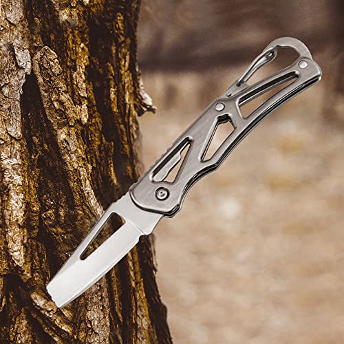 Lightweight Folding Pocket Knife with 2.36 inch Stainless Steel Blade & Handle - Built-in Carabiner, Tactical Knife - Versatile Tool for Camping, Climbing, Fishing, and Survival