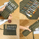 Paint Brush Roll Canvas Pouch, Army Green 22 Slots Paint Brush Holder Roll Up Canvas Paint Brush Bag，Artist Acrylic Oil Watercolour Brushes Case，Student Draw Pen Gouache Watercolor Oil Brush Storage