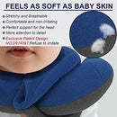 BUYUE Kids Travel Pillows for Airplane, 360° Head Support Sleeping Essentials for Boys Long Flight, Skin-Friendly Soft Neck Pillow for Traveling in Car Seat, Small, Blue Grey