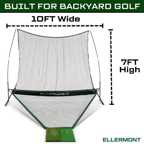 Automatic Ball Return Golf Net for Backyard Driving - - Golf Net Includes Protective Weather Cover  - - Durable 5 Layer Golf Netting - - Golf Net with Hitting Mat - - 10FT X 7FT Golf Net Outdoor Size