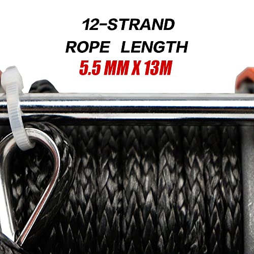 X-Bull Boat ATV UTV Winch 4500LBS/2041KG 12V Electric Winch with Synthetic Rope 5.5mm x 13m Wireless Remote Car Automotive Accessories IP68 Waterproof