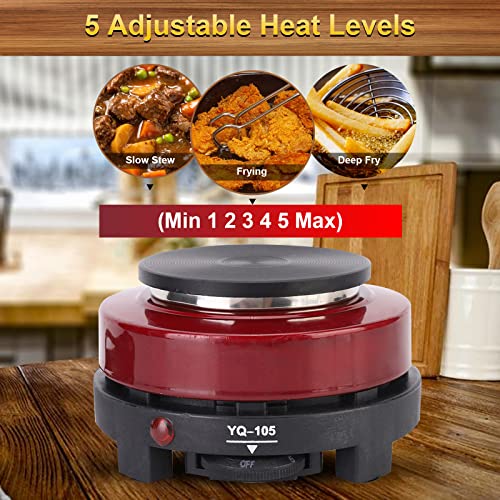 Hot Plate 500 W Hob, Hot Plate Electric Hob, Mini Single Hot Plate Electric, Continuous Stainless Steel Coffee Kitchen Camp Travel Portable Small Cooking Appliances