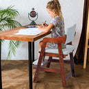 Ezebaby Wooden High Chair for Toddlers to Teens, Adjustable Kids Study Chair with Steps, Kids Dining Chair with Removable Cushion (Nut-Brown)