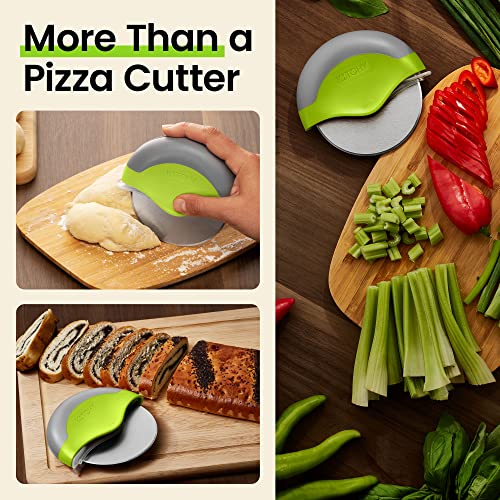 (Green) - Kitchy Pizza Cutter Wheel - Super Sharp and Easy To Clean Slicer, Kitchen Gadget with Protective Blade Guard (Green)