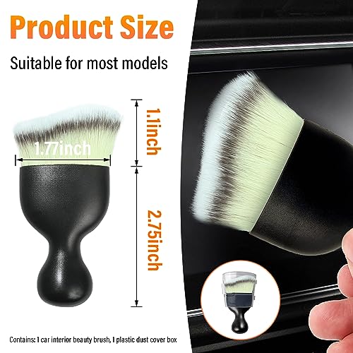 Ziciner Car Interior Dust Brush, Auto Soft Bristle Detailing Cleaners, Curved Design Dirt Clean Brushes, Cleaners Tool for Vehicle Dashboard, Air Conditioner Vents, Leather, Computer (Tricolor)