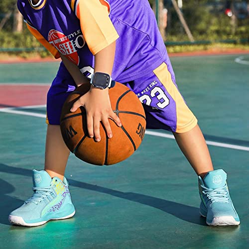 PTYIBO Basketball Shoe for Unisex-Child High top Youth's Basketball Athletic Shoes Sports Walking Stylish Green
