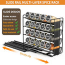 Spice Rack with 20 Jars,Metal Pull Out Spice Cabinet Storage Shelf 4 Tier Slide Seasoning Organizer Kitchen Storage Rack for Cabinet,Countertop,Pantry,Cupboard (Left Facing)