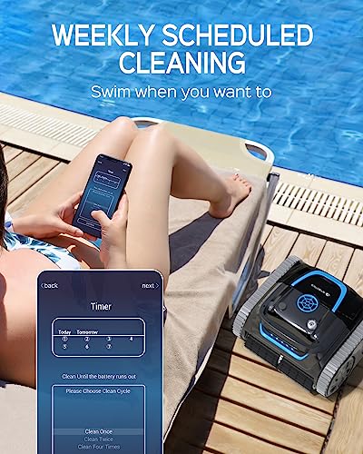 WYBOT Cordless Wall Climbing Robotic Pool Cleaner with Intelligent Path Cleaning, APP Setting, Ultra Suction Power, Last 180 Mins, Automatic Pool Vacuum Robot Ideal for Inground Pools up to 120sq.m