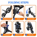 SereneLife 3 Wheel Golf Push Cart - Lightweight Folding Golf Walking Push Cart Roller Golf Bag Holder w/Upper/Lower Bracket w/Elastic Strap, Scorecard, Cup, & Bag Storage Holder - SereneLife SLG3W