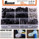 Rustark 135 Pcs 6 Size Black Nylon R-Type Cable Clamp Clips Fasteners Assortment kit with Mounting Screw and 135 Pcs Screws Organizer Cord Clips for Wire Management