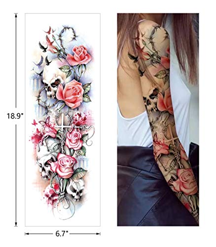 Full Arm Temporary Tattoo Stickers,Half Arm Tattoo Floral For Woman(17 Sheets)