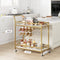 IDEALHOUSE Gold Bar Cart, 2 Tier Bar Carts for The Home, Bar Carts with 4 Wheels, White Marble Finish Wood Shelf , Wine Rack & Glass Holder for Kitchen, Living Room, Dining Room