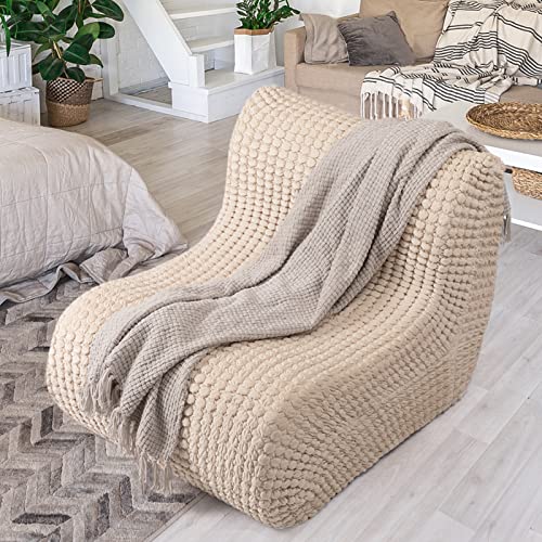ALIMORDEN Accent Bean Bag Couch, Soft Plush Lounge Chair Lazy Leisure Sofa for Living Room, Bedroom, Salon, Office, Champagne