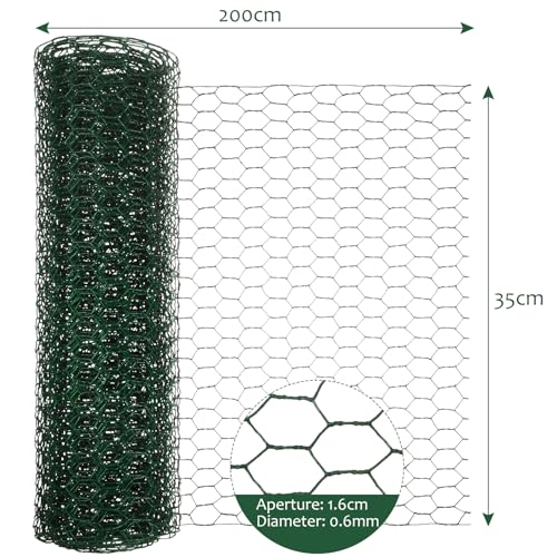 SATINIOR 2 Sheets Chicken Wire Net for Craft Work, Galvanized Hexagonal Wire Mesh (Green,13.7 x 80 Inches)