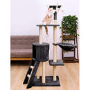 Mofish Cat Tree Stable Wooden Cat Tower Multi-Level Cat Condo with Plush Perch & Toys Cat Climbing Stand with Sisal-Covered Scratching Post Cat Furniture for Large Cats Play House for Kitten Indoor