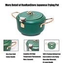 Cyrder Japanese Tempura Deep Fryer Pot with Fahrenheit Thermometer, Nonstick Carbon Steel Oil Fryer, Fried tempura/chicken/fish/shrimp, Easy Clean, Green big tempura pan, 9.5inch