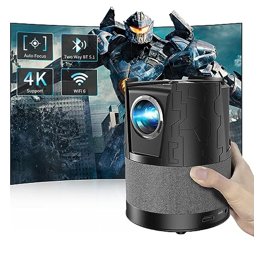 [Auto Focus] Mini Projector Portable 4K with Bluetooth, WiFi 6 Projector for Android Wireless Casting, Auto Keystone Home Theater Portable Projector for Camping Gaming Smartphone Laptop DVD