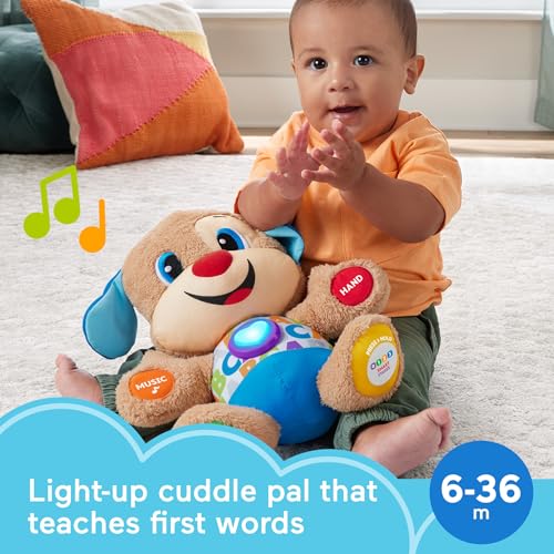 Fisher-Price Laugh & Learn Smart Stages Puppy, infant plush toy with music, lights and learning content for baby to toddler