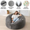 HABUTWAY Bean Bag Chair, Giant Bean Bag Chair with Washable Corduroy Cover Ultra Soft, Convertible Bean Bag from Chair to Mattress, Huge Cordoroys Bean Bags for Adult, Couples, Family- Grey Full