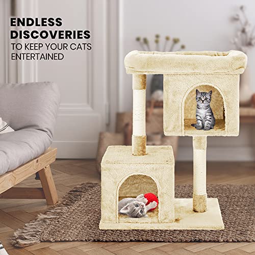 Taily 85CM Cat Scratching Post Cats Tree Gym House Condo Pet Furniture Kitten Scratcher Tower Suitable for Medium to Large Cats Beige