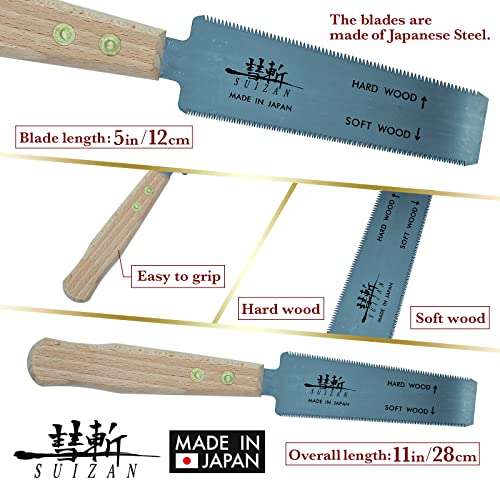 SUIZAN Japanese Flush Cut Trim Saw 5 Inch(120mm) Hand Saw for Hardwood and Softwood