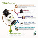 Anveya Lemongrass Essential Oil, 100% Natural, Pure & Undiluted, 15ml, Best For Hair, Skin, Diffuser & Refreshing Aroma