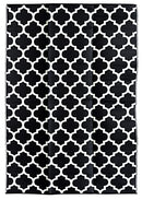 Tangier Trellis Plastic mats Rugs Reversible and Recycled for Home, Patio, Backyard, Deck, Picnic, Beach, Trailer, Camping (Black and White, 240cm x 300cm)