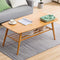 Mofish Coffee Table, Center Table, Natural Bamboo Table, 2 Tier End Table with Storage Shelf, Japanese Style Modern Simple Wood Sofa Table for Home Living Room Office - Wood Color(100 x 50 x 50CM)