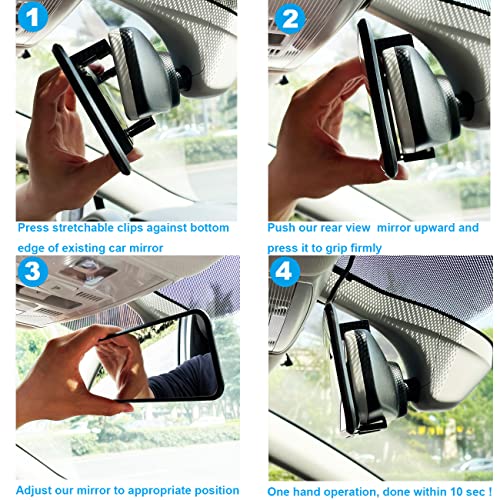 Kitbest Rear View Mirror, Universal Interior Clip On Rearview Mirror, Wide Angle Mirror, Panoramic Car Mirror to Reduce Blind Spot Effectively for Car SUV Trucks – Clear Tint