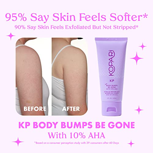 Kopari KP Body Bumps Be Gone Exfoliating Body Scrub with 10% AHA, Volcanic Sand, Coconut Shells & Green Tea Extract, Exfoliator Wash to Smooth Skin, Reduce Bumps, Clear Pores, 8.45 fl oz Bottle