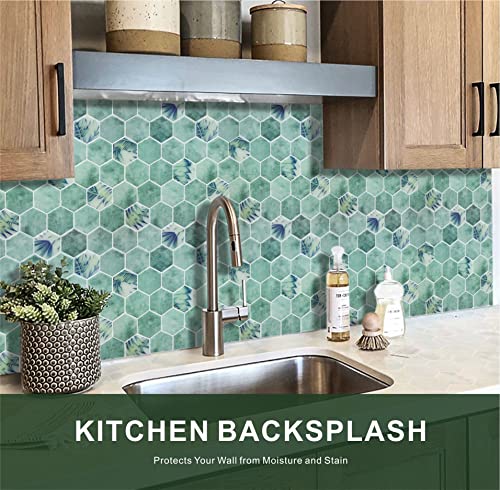 10-Sheet Kitchen Backsplash Peel and Stick Tile Thicker Version Vinyl 3D Hexagon Marble Tiles Stick on Wall 12" x 12"