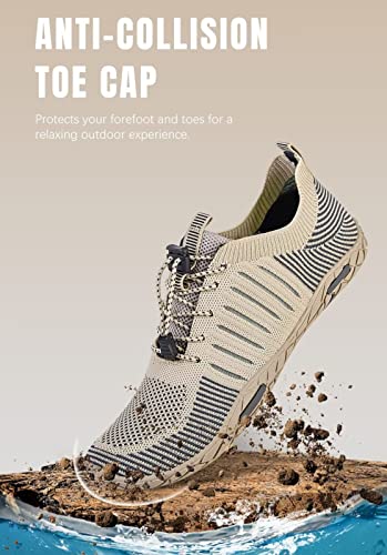 WateLves Water Shoes Mens Womens Beach Swim Shoes Barefoot Athletic Quick-Dry Aqua Socks for Surfing Diving Kayaking Exercise, Hollow/Beige, 13 Women/11.5 Men