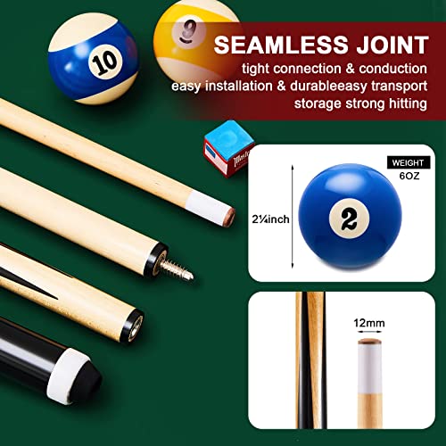 Outus 71 Pcs Pools Table Accessories Billiards Accessories Billiard Pool Balls with Triangle Ball Rack Cue Chalks Pool Cue Tip Table Spot Stickers Pool Sticks Pool Table Brush Set