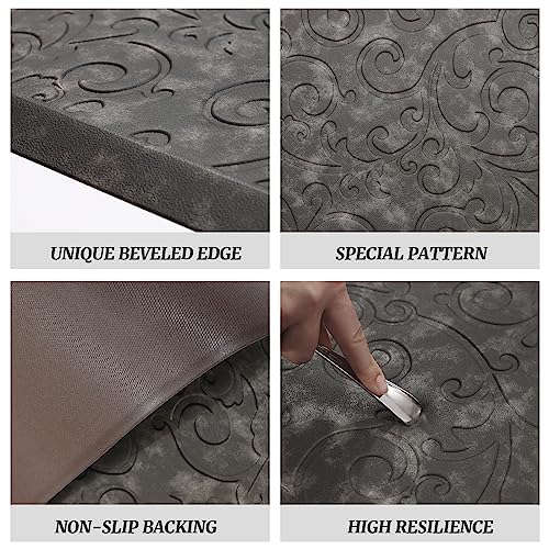 Zenovaire Kitchen Mats Anti Fatigue Grey Kitchen Rugs Cushioned Floor Mat Waterproof Standing Mat Non Slip Modern Kitchen Rugs and Mats for Bedroom, Office, Sink, Laundry, 17''x60