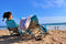 Nice C Low Beach Camping Folding Chair, Ultralight Backpacking Chair with Cup Holder & Carry Bag Compact & Heavy Duty Outdoor, Camping, BBQ, Beach, Travel, Picnic, Festival (2 Pack of Blue)