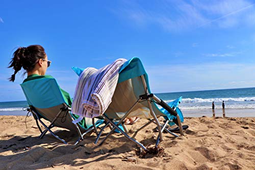 Nice C Low Beach Camping Folding Chair, Ultralight Backpacking Chair with Cup Holder & Carry Bag Compact & Heavy Duty Outdoor, Camping, BBQ, Beach, Travel, Picnic, Festival (2 Pack of Blue)