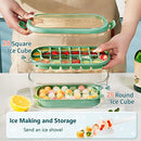 Uandhome Ice Cube Tray with Lid and Bin, Silicone Sphere Ice Cube Maker Ice Cube Trays for Freezer, 2 Tiers Reusable Ice Trays, Cube Moulds Square and Round Ice Tray with Storage Ice Box & Ice Scoop