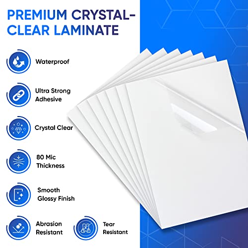 Avarrix Australia Self Adhesive Laminate Sheets for Stickers, Waterproof Label Stickers, Protection for Printable Vinyl Stickers, Glossy, Tear Resistant, Ultra Strong Bond, Pack of 20, A4 Size
